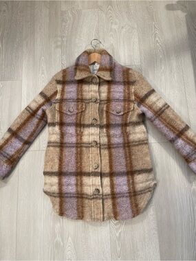Wilfred Free The Ganna™ Utility Shirt Jacket Beige Purple Brown size XS